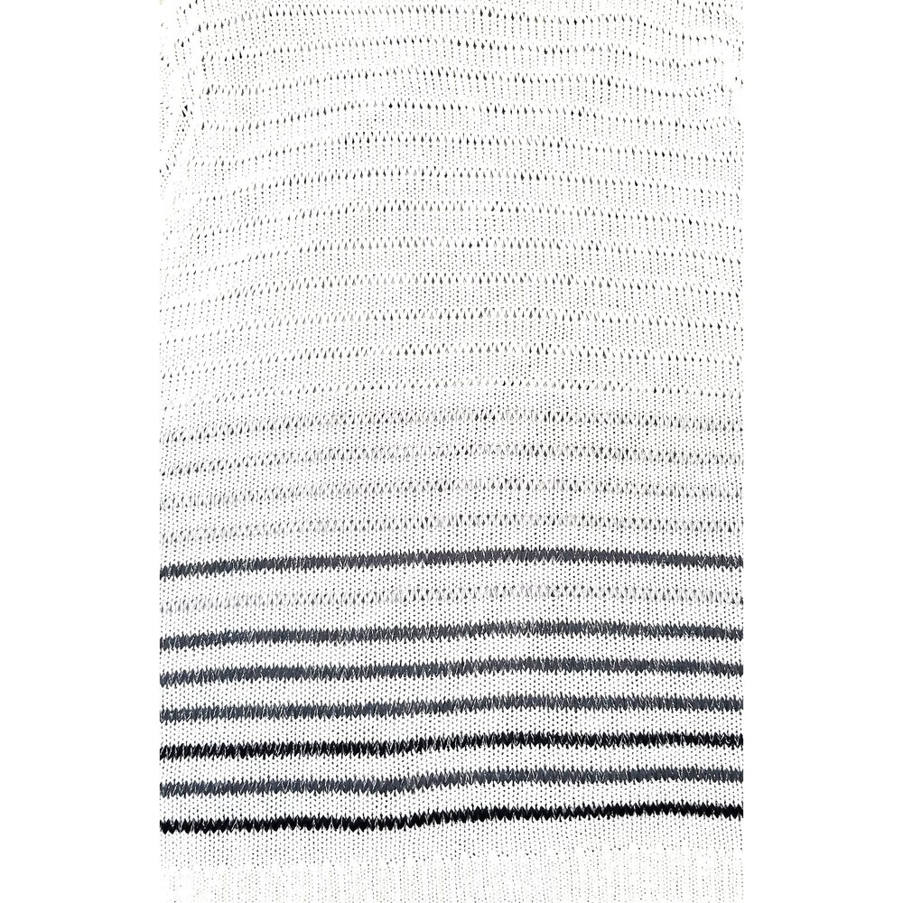 SKOVHUUS White Striped Cardigan Sweater Sz XL Gray Black Silver Stripes Italy - Picture 3 of 9